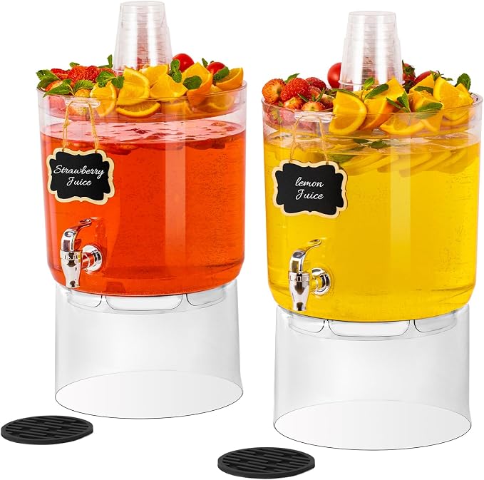 2 Gallon Beverage Dispenser for Parties 2 PACK, BPA-Free Drink Dispenser by MiraFureBrand