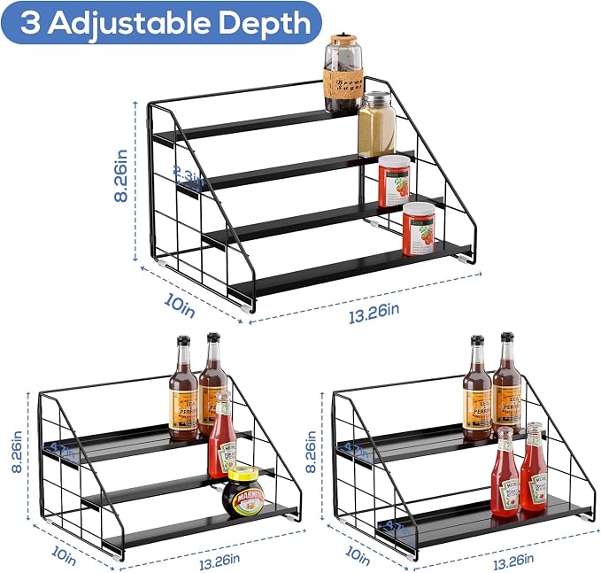 Spice Rack Organizer for Cabinet, 4 Tiered Spice Rack Organizer, Tiered - Image 3