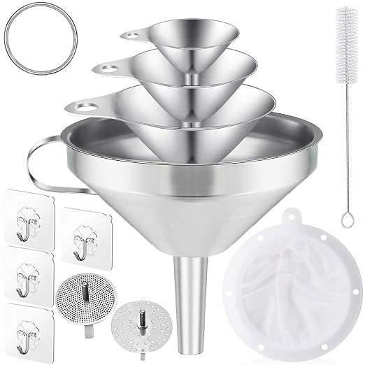 Toncoo 4 Pack Stainless Steel Funnels by Toncoo