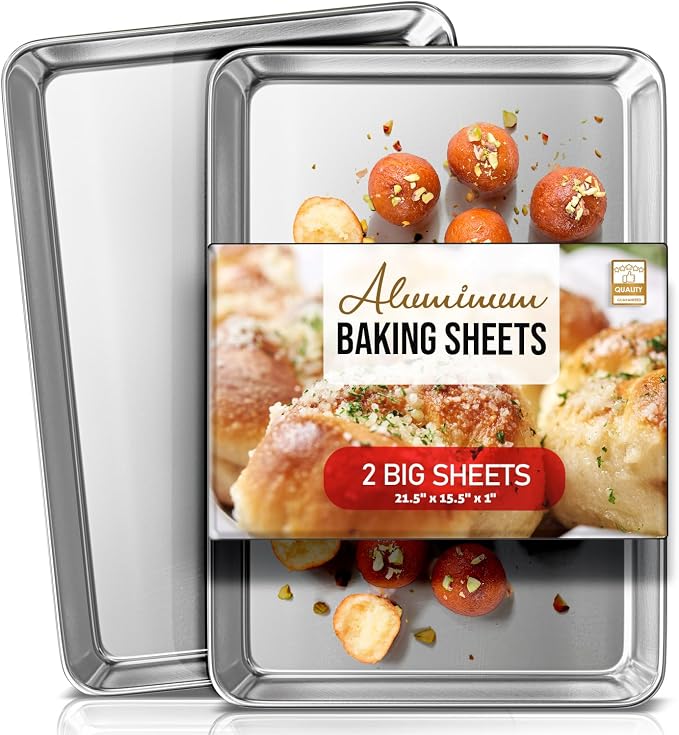 Eatex Aluminum Baking Sheet Set, 2 Pack Cookie Sheet Set, 21” x 15” Large by Eatex