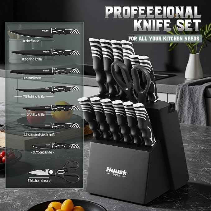 Huusk Knife Block Set with Sharpener - Image 8