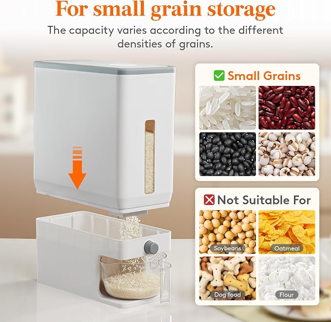 Lifewit 2 Pack Rice Dispenser 25 Lbs, Rice Storage Container Sealed Moisture - Image 6