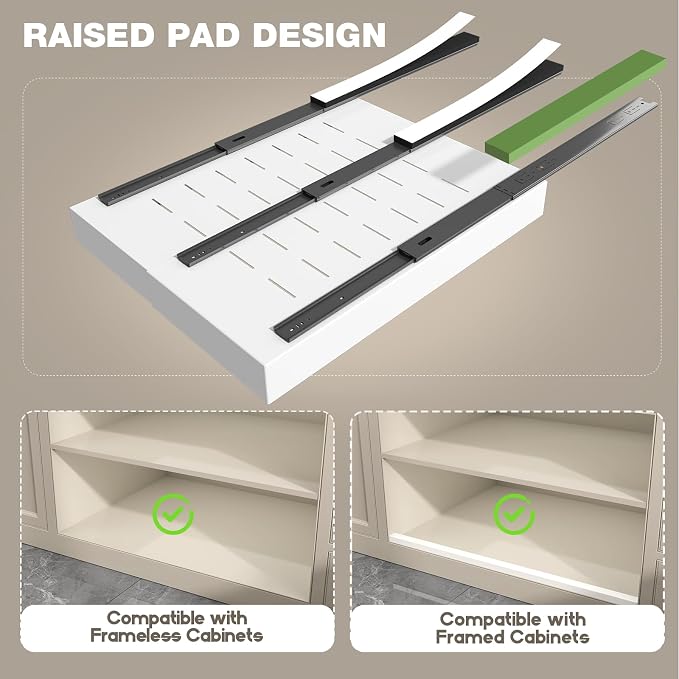 Seinloes 2 Pack Pull Out Cabinet Organizer 24" Deep, Full Extension 3 Slide - Image 2