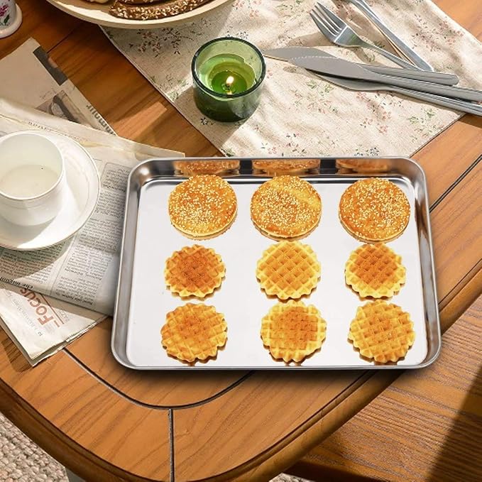 Baking Sheets 2 Pieces, Bastwe Cookie Sheets Set Stainless Steel Baking Pans - Image 4