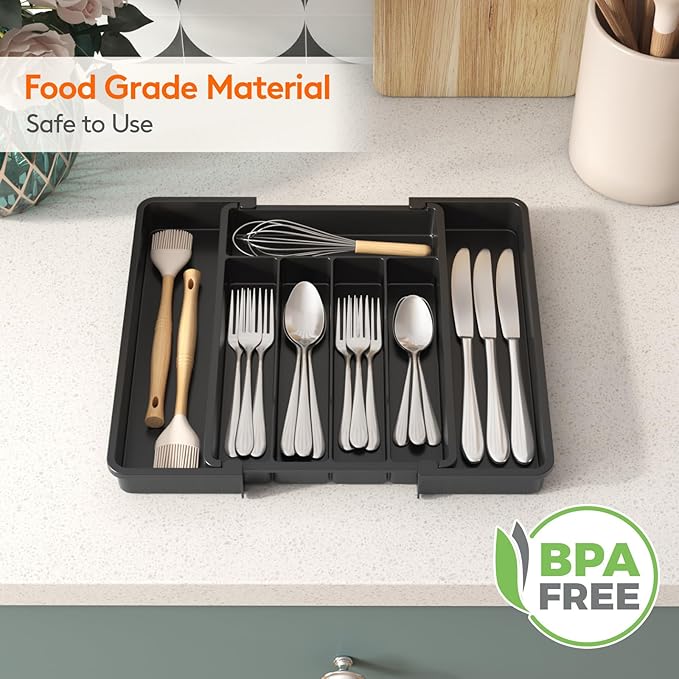 Lifewit Expandable Silverware Organizer, Plastic Utensil Tray - Image 6