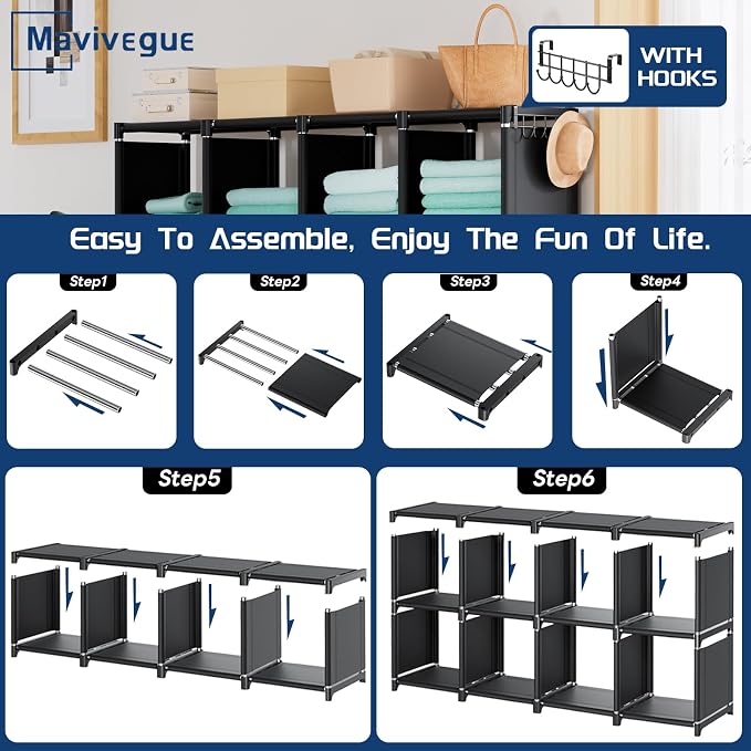 Mavivegue Book Shelf, 20 Cube Storage Organizer, DIY Bookcase, Metal Cube - Image 7