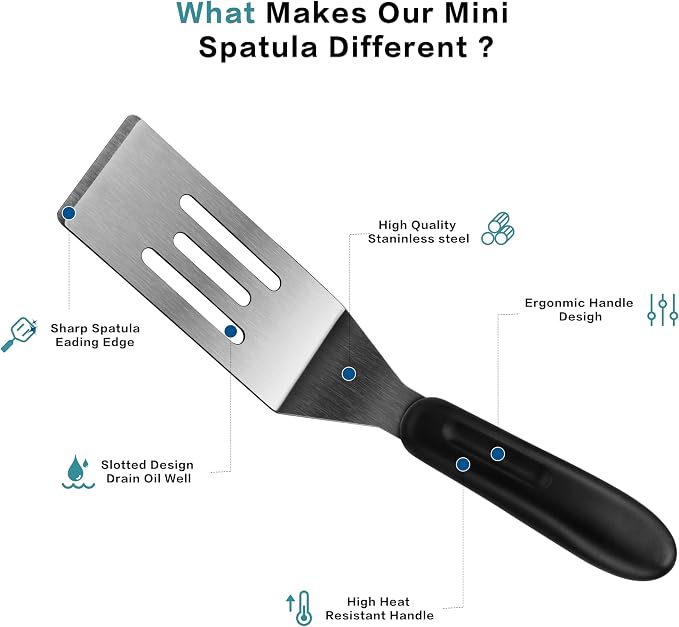 Small Spatula Professional Mini Serving Spatula, 4 Pieces Stainless Steel Metal - Image 3