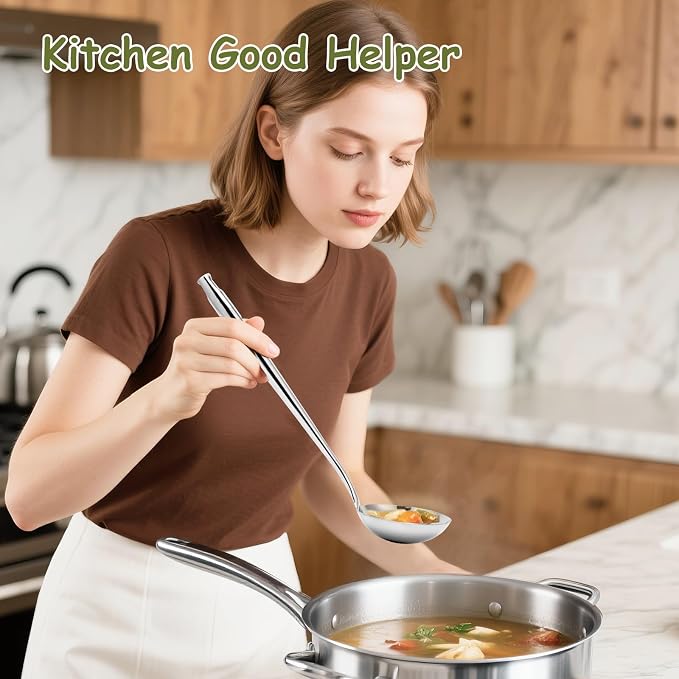 VALESKA 6PCS Stainless Steel Cooking Utensils Set, 18/10 Metal Kitchen Utensils - Image 8