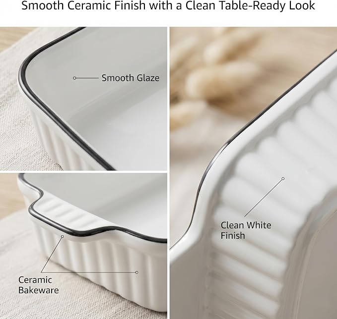 Ceramic Bakeware Set of 4, Deep Rectangular Casserole Dishes - Image 3