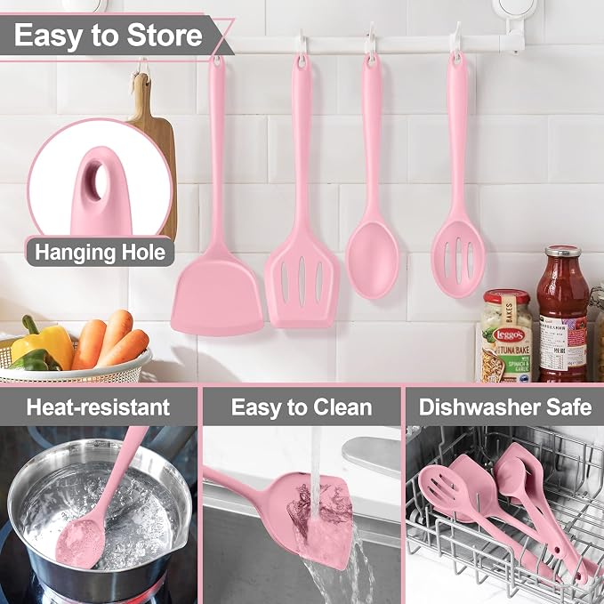 P&P CHEF Kitchen Utensil Set, 4 Pieces Non-stick Silicone Cooking Utensils - Image 7