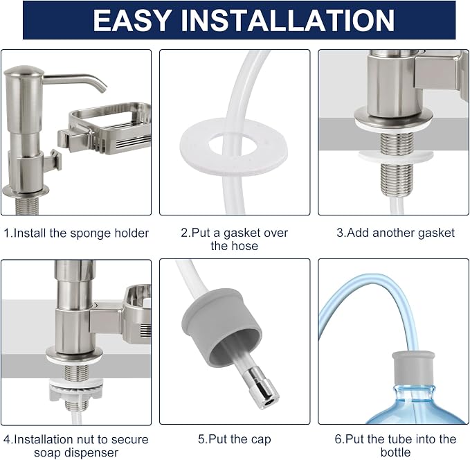 Soap Dispenser for Kitchen Sink, Built in Sink Soap Dispenser Pump - Image 6