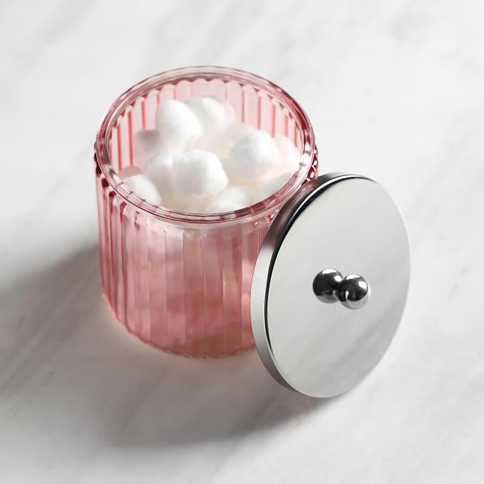 KMwares 2-Pack Pink Glass Bathroom Canister Set - Image 6