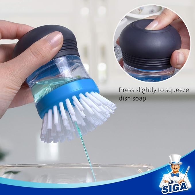 MR.SIGA Soap Dispensing Palm Brush Storage Set, Kitchen Brush - Image 4