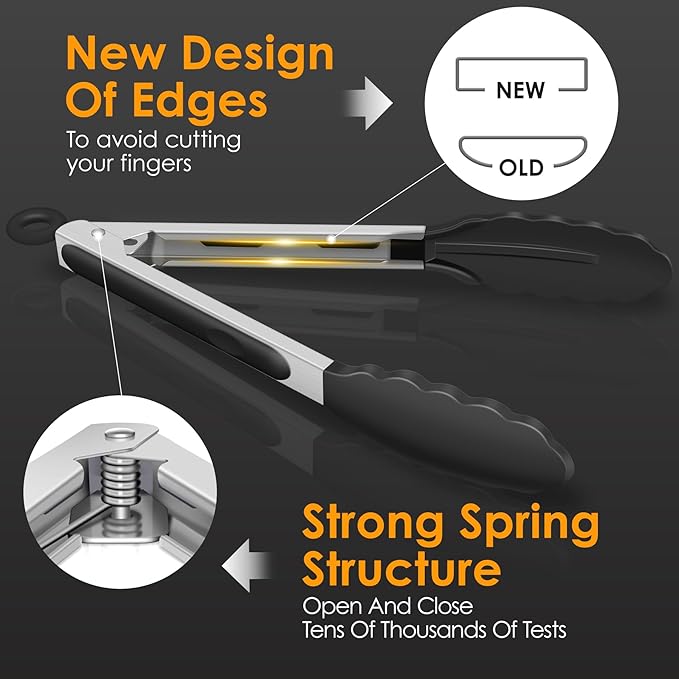 HOTEC Premium Stainless Steel Locking Kitchen Tongs - Image 3