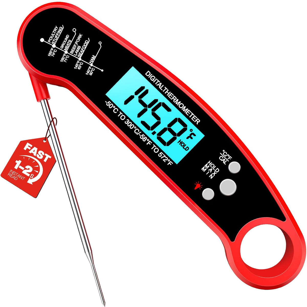Meat Thermometer Digital, 1-2 Sec Instant Read, Stocking Stuffers for