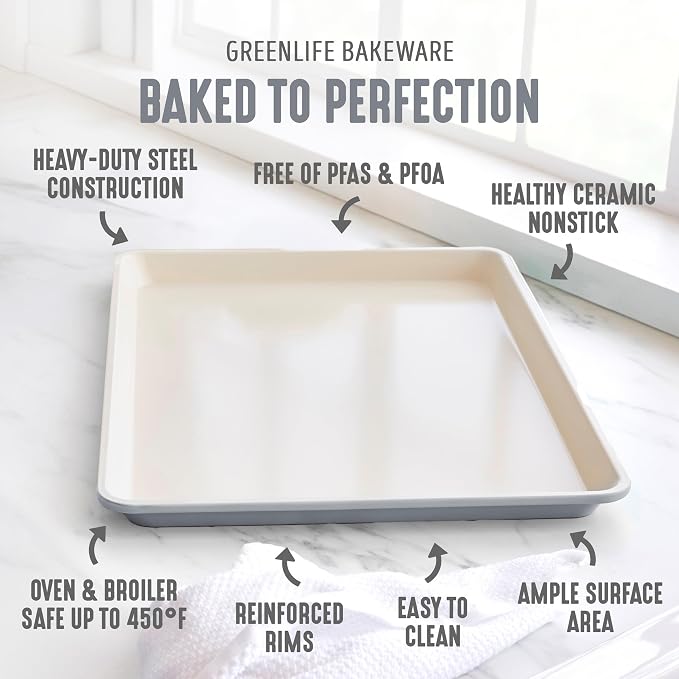 GreenLife Bakeware 18” x 13” Half Cookie Sheet Baking Pan, Non-Toxic PFAS-Free - Image 3