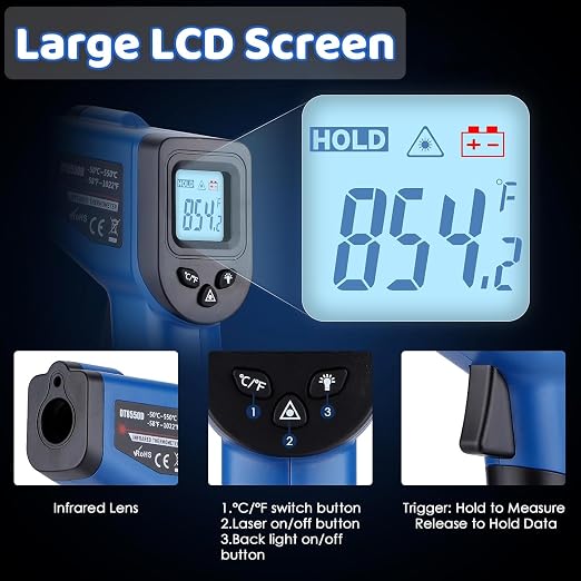 Infrared Thermometer Gun for Cooking, Digital Laser Temperature Thermometer - Image 2