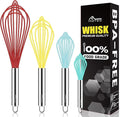 HOTEC 4 Pieces Silicone Whisks Set, Wire Balloon Whisks by Hotec