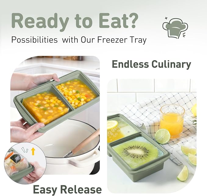 Silicone Freezer Tray with Lid Soup Freezer Container Molds with Steel - Image 5