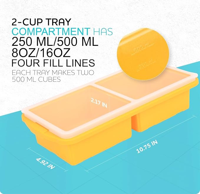 Silicone Freezer Tray With Lid-Soup Freezer Container molds-Large Ice Cube Tray - Image 7