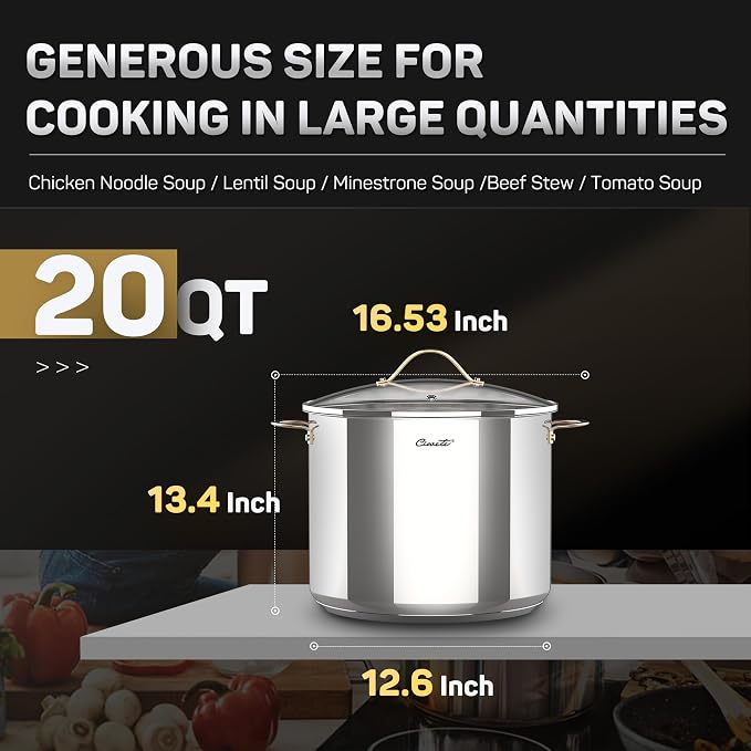 Ciwete Stock Pot 20 Quart, 3 Ply Stainless Steel Stock Pot - Image 4