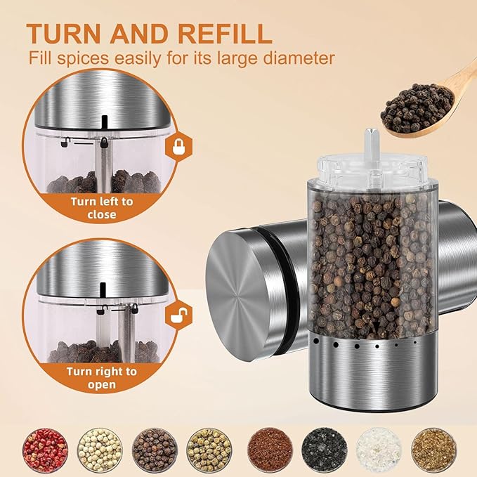 Electric Salt and Pepper Grinder Set Rechargeable, Automatic Salt and Pepper - Image 5