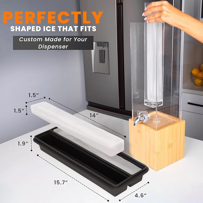 Ksestor Large Ice Cube Tray – 15.7" x 4.6" Ice Core - Image 2