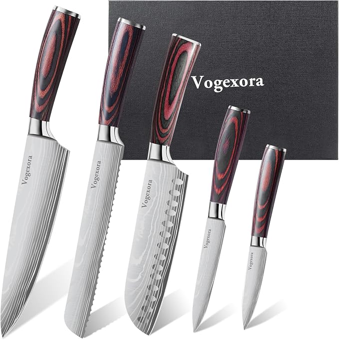 5 Pcs Chefs Kitchen Sharp Knife Set by Vorgexora
