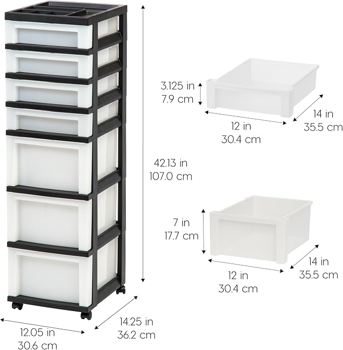 IRIS USA Plastic Drawer Storage Organizer Rolling Cart, - Image 3