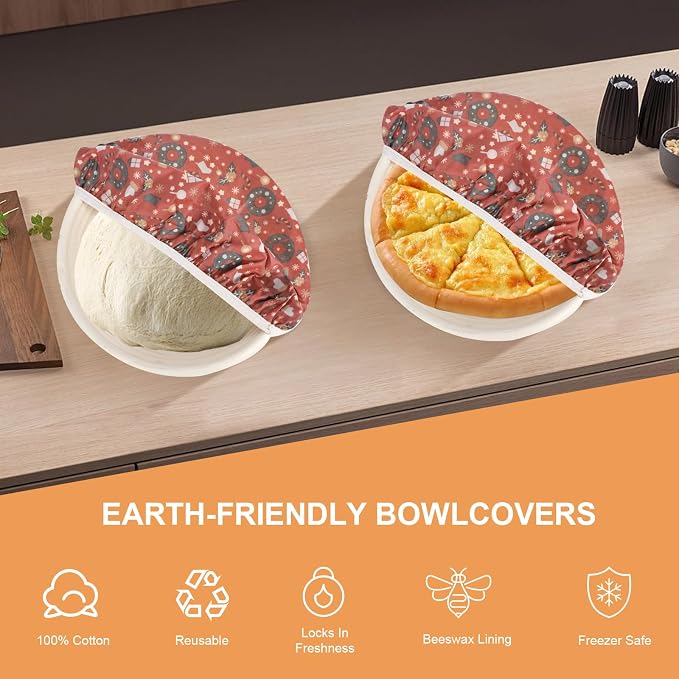 Reusable Bowl Covers for Bread Proofing（2 Large）- Cotton Beeswax Bowl Covers - Image 3