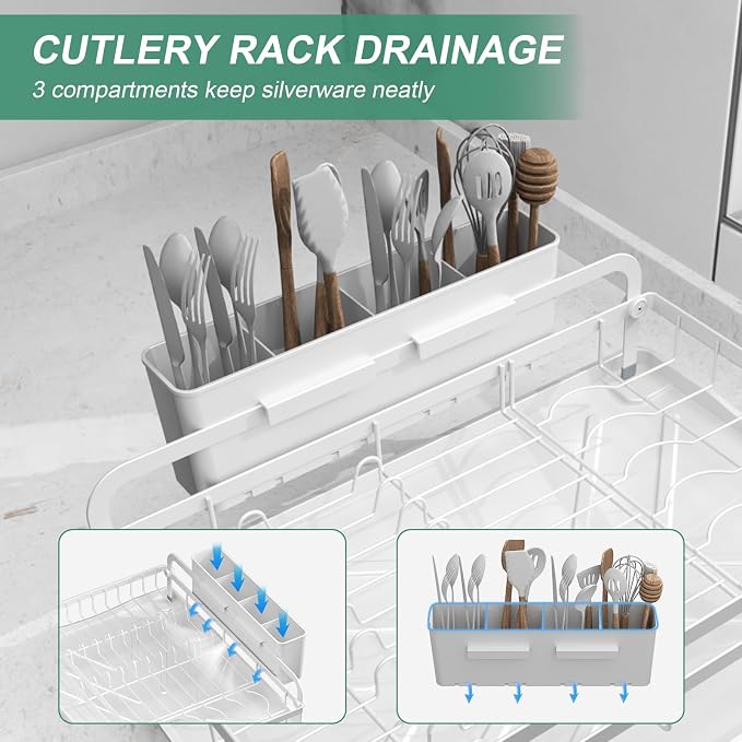 Dish Drying Rack, Dish Racks for Kitchen Counter, Metal Dish Drainer - Image 5