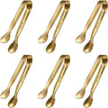 6 PCS Gold Mini Serving Tongs, 4.25 Inch 304 Stainless Steel Appetizer Tongs by CiiVii