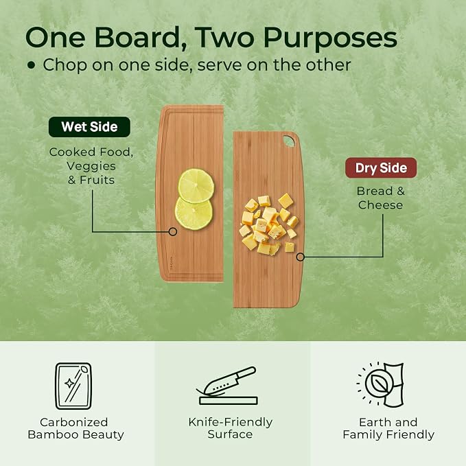 Keechee Dishwasher Safe Carbonized Bamboo Wood Cutting Boards - Image 4