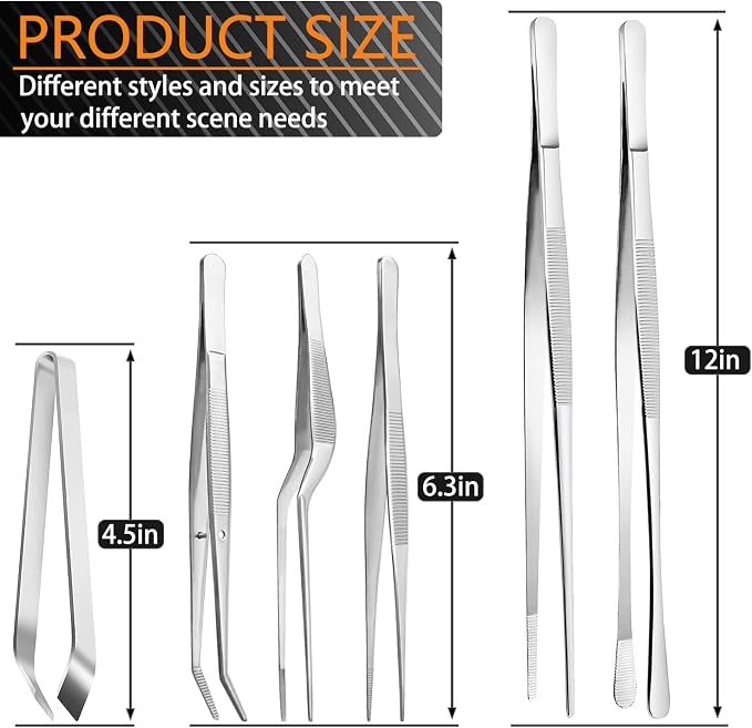 JETKONG 6 Pcs Cooking Tweezer Tongs, Professional Chef Tweezers - Image 3
