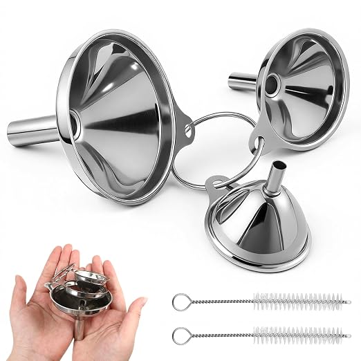Stainless Steel Funnel, Large Medium Small Kitchen Funnel Set of 3 Metal by Unknown