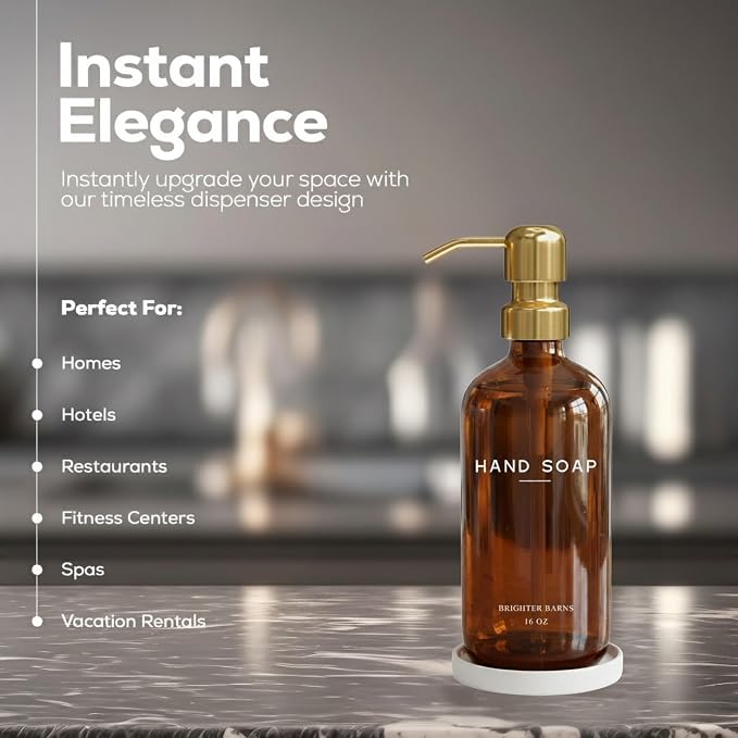 Luxury Glass Hand Soap Dispenser Bathroom Set by Brighter Barns - Image 2
