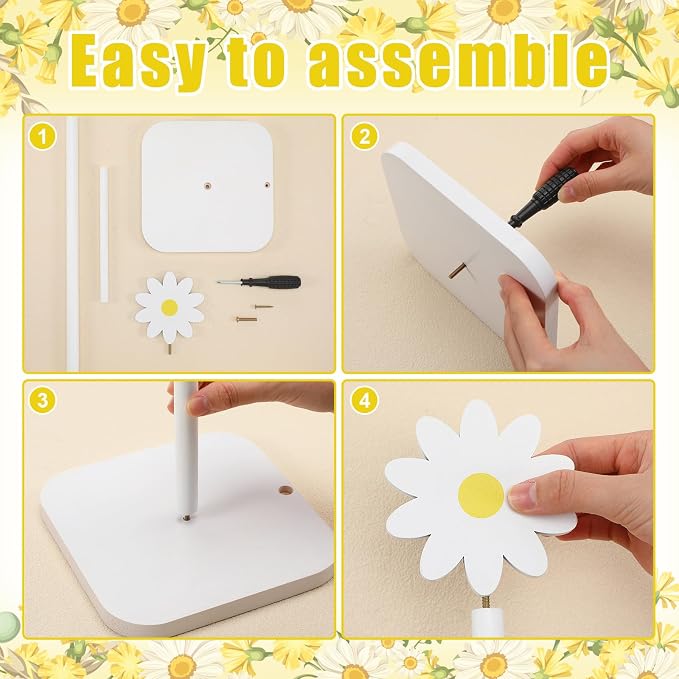 Leinuosen White Daisy Paper Towel Holder Coquettish Cute Wooden Daisy Kitchen - Image 4