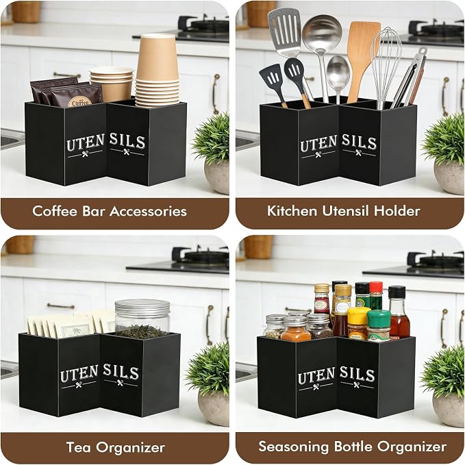 Large kitchen Utensil Holder, Wooden Utensil Organizer - Image 6