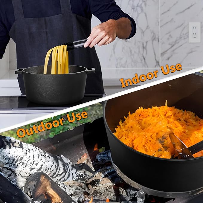 P&P CHEF 5Qt Dutch Oven Pot for Bread Baking, 2 In 1 Round Cast Iron Dutch Oven - Image 7