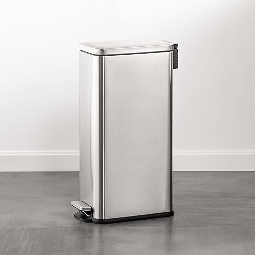 mDesign Slim Metal Rectangle 7.9 Gallon Trash Can - Image 2