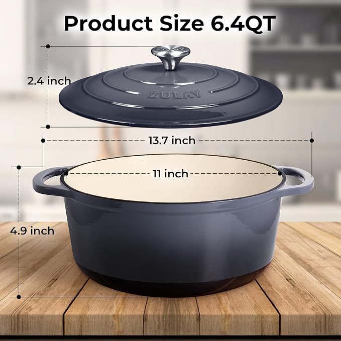 Zulay Kitchen 6 Quart Enameled Cast Iron Dutch Oven Pot - Image 7
