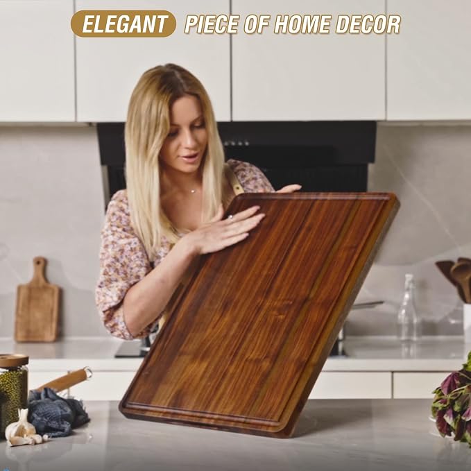 AZRHOM XXL Large Walnut Wood Cutting Board - Image 7