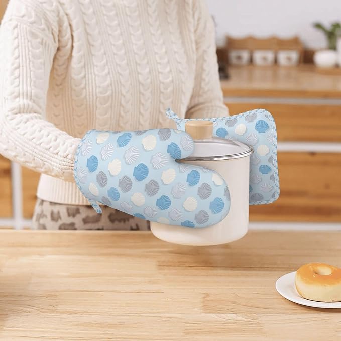 Oven Mitts and Pot Holders Summer Seashell Blue Pastel Silicone Kitchen - Image 7