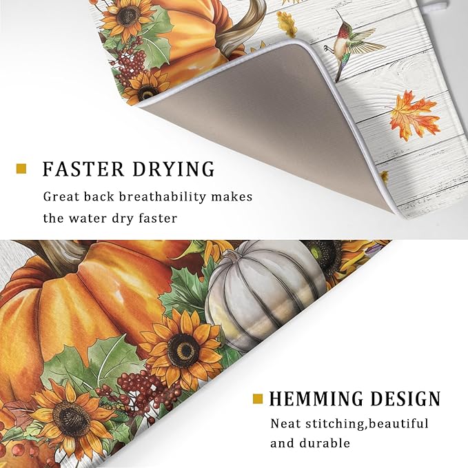 Autumn Harvest Pumpkin Dish Drying Mat - Image 3