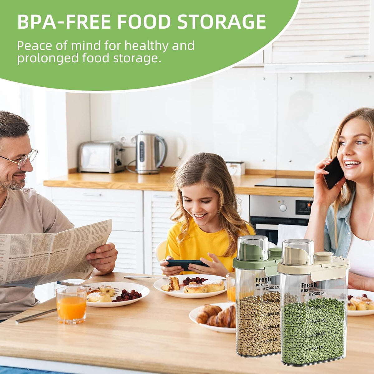 Airtight Rice Storage Container,with Pour Spout & Measuring Cup