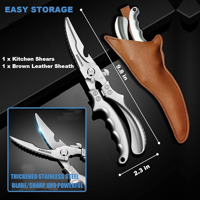 ANDONG Heavy Duty Professional Poultry Shears -Stainless Steel Kitchen & Meat - Image 5