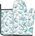 Nautical Oven Mitts and Pot Holders Sets Coastal Kitchen Mitts Potholders 2PCS by DZGlobal