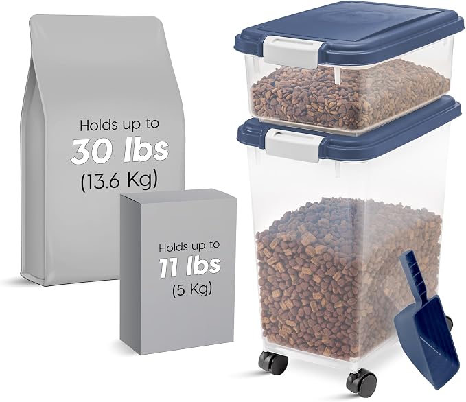 IRIS USA Dog Food Storage Container, 30 lbs & 11 lbs Combo, Cat Food Storage - Image 2