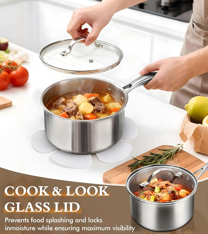 16-Piece Pots and Pans Set, Tri-Ply Stainless Steel Cookware Set - Image 9