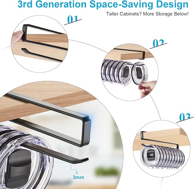 4Pack Tumbler Lid Organizer for Corner Cabinets, Space-Saving Cup Holder - Image 5